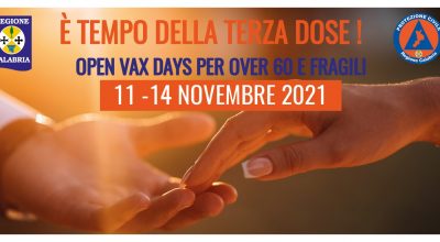 E’ TEMPO DELLA TERZA DOSE – Da giovedì 11 a domenica 14 novembre open vax days per over 60 e fragili